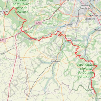 Trace GPS GR1 De Malesherbes (Loiret) à Rambouillet (Yvelines), itinéraire, parcours