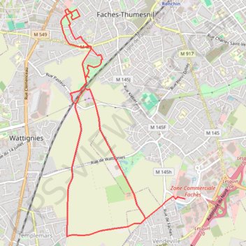 Trace GPS Les « Périseaux » et parcs urbains à Faches-Thumesnil, itinéraire, parcours