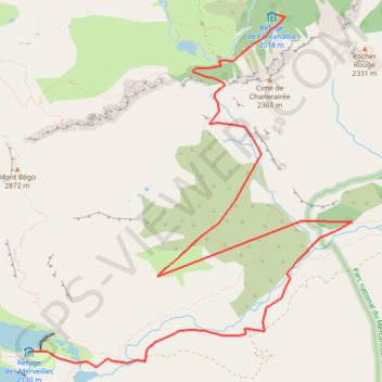 Trace GPS Refuge de Fontanalba au refuge des Merveilles, itinéraire, parcours