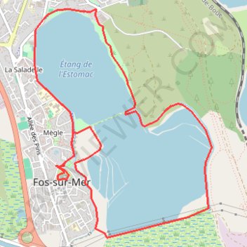 Trace GPS Fos - Tour de l'étang de l'Estomac, itinéraire, parcours
