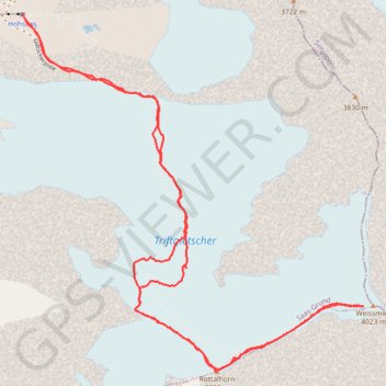 Trace GPS Weissmies, itinéraire, parcours