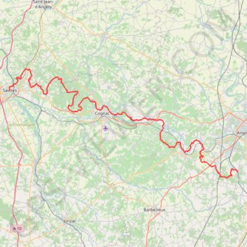 Trace GPS GR4 De Saintes (Charente-Maritime) à Mouthiers-sur-Boëme (Charente), itinéraire, parcours
