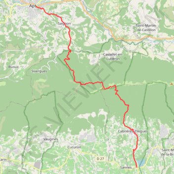 Trace GPS GR92 De Apt à Cabrières-d'Aigues (Vaucluse), itinéraire, parcours