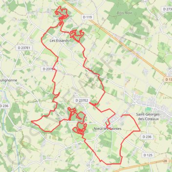 Trace GPS VTT Nieul Les Saintes, itinéraire, parcours