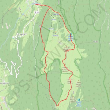 Trace GPS Menthières - Crêt de la Goutte par Le Sac et Varambon, itinéraire, parcours