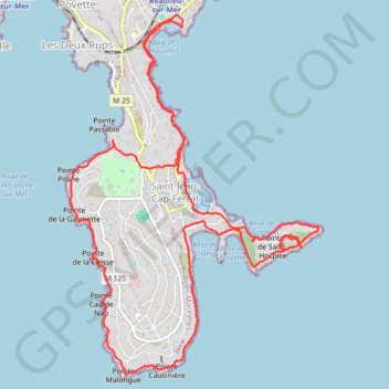 Trace GPS Tour de Saint-Jean-Cap-Ferrat, itinéraire, parcours