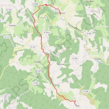 Trace GPS Bourdeaux - Vesc, itinéraire, parcours