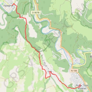 Trace GPS Ispagnac Florac par Col Pierre Plate, itinéraire, parcours