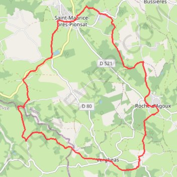 Trace GPS Roche d'Agoux par Vergheas, itinéraire, parcours