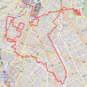 Trace GPS Paris - Faubourg Poissonnière, itinéraire, parcours