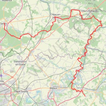 Trace GPS GR11 De Senlis (Oise) à Signy-Signets (Seine-et-Marne), itinéraire, parcours
