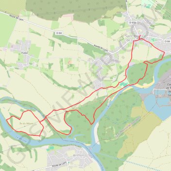 Trace GPS Saint Maurice de Gourdan mélée des eaux de l'Ain et du Rhône, itinéraire, parcours