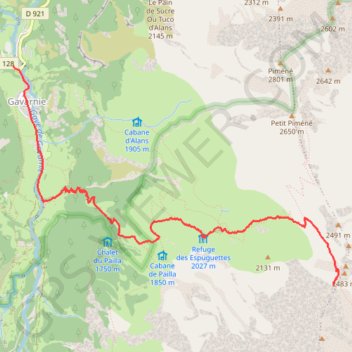 Trace GPS Hourquette d'Alans depuis Gavarnie, itinéraire, parcours