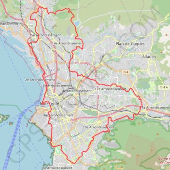 Trace GPS Tour complet de Marseille, itinéraire, parcours