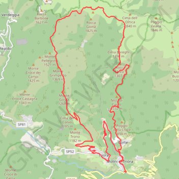 Trace GPS Rocca Mea, Molini di Triora, itinéraire, parcours