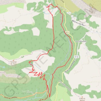 Trace GPS Vallon de Nans, Canaux, Montagne de Thiey, itinéraire, parcours