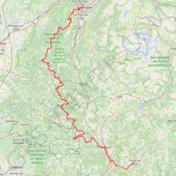 Trace GPS Grenoble - Sisteron - Digne-les-Bains, itinéraire, parcours