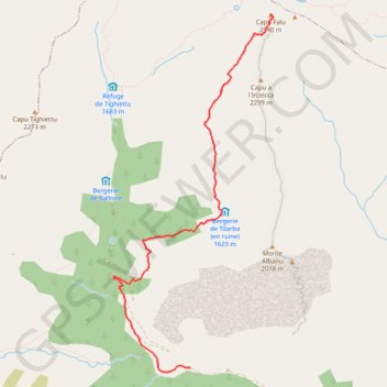 Trace GPS Capu Falu, itinéraire, parcours