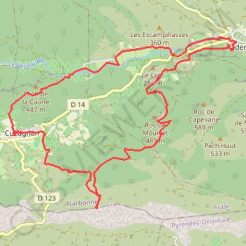 Trace GPS Padern Quéribus et Cucugnan, itinéraire, parcours