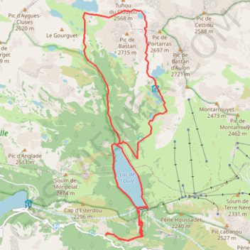 Trace GPS Lac de L'oule - Pic de Bastan, itinéraire, parcours