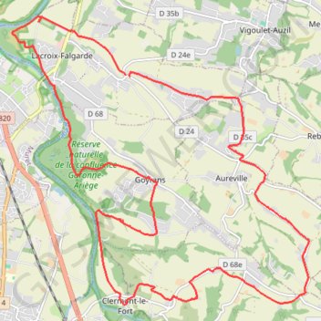 Trace GPS Les coteaux Lacroix-Falgarde, itinéraire, parcours