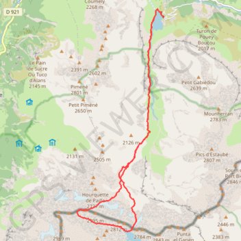 Trace GPS Astazou - couloir Oublié, itinéraire, parcours