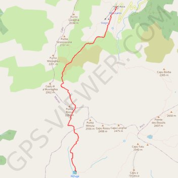 Trace GPS Du refuge d'Ascu Stagnu au refuge de Tighjettu par le Cirque de la Solitude, itinéraire, parcours