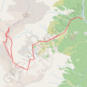 Trace GPS Pic d'Escalet et pic de Sarrouès par Baricave, itinéraire, parcours