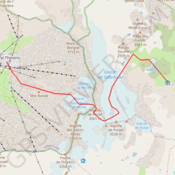 Trace GPS Aiguille de Peclet, itinéraire, parcours