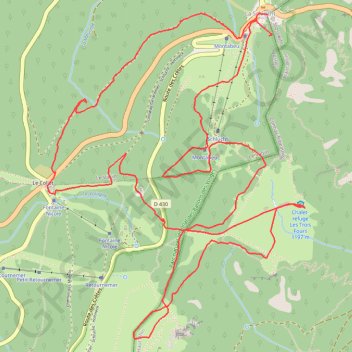 Trace GPS Randonnée raquettes départ la Schlucht, itinéraire, parcours
