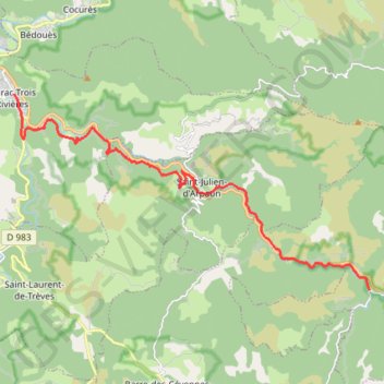 Trace GPS Chemin de Stevenson - Florac vers Cassagnas, itinéraire, parcours