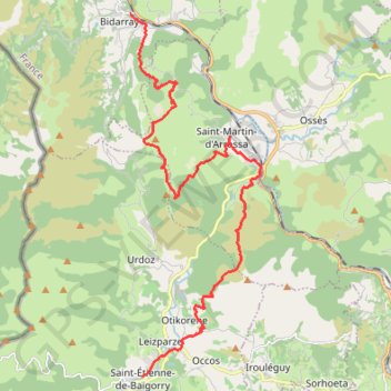 Trace GPS Le Sentier des Contrebandiers - De Saint-Étienne-de-Baïgorry à Bidarray, itinéraire, parcours