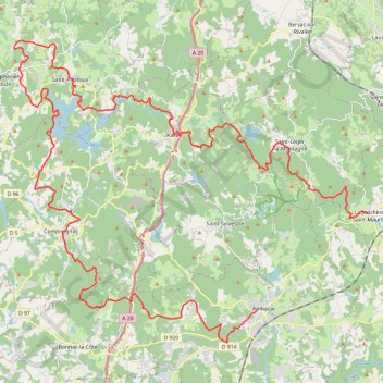 Trace GPS Tour des Monts d'Ambazac. De Ambazac à La-Jonchère-Saint-Maurice (Haute-Vienne), itinéraire, parcours