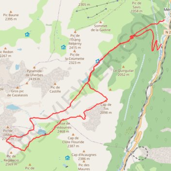 Trace GPS Pic d'Albe par Merens les Vals, itinéraire, parcours