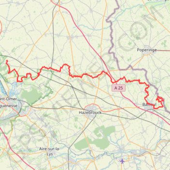 Trace GPS GR 128 De Wulverdinghe à Bailleul (Nord) (2021), itinéraire, parcours