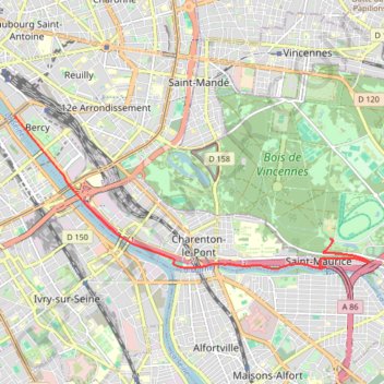 Trace GPS Paris (Bercy) - Bois de Vincennes, itinéraire, parcours