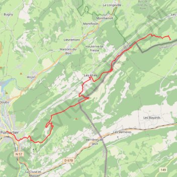 Trace GPS Grande Traversée du Jura (GTJ) - Les Seignes - Pontarlier, itinéraire, parcours