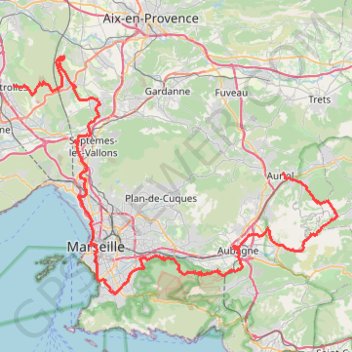 Trace GPS GR Randonnée de Auriol à Vitrolles (Bouches-du-Rhône), itinéraire, parcours