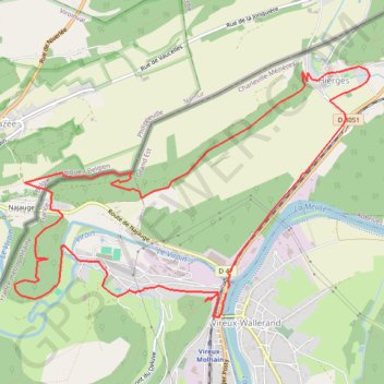 Trace GPS Du Mont Vireux au château de Hierges, itinéraire, parcours