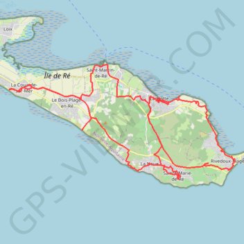 Trace GPS La Couarde-sur-Mer, Sainte-Marie-de-Ré, La Flotte, Rivedoux Plage, itinéraire, parcours