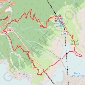 Trace GPS Gare des Glaciers - Glacier des Pélerins - Plan de l'Aiguille, itinéraire, parcours