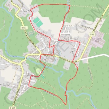Trace GPS Sore - Morderet - Landes de Gascogne, itinéraire, parcours