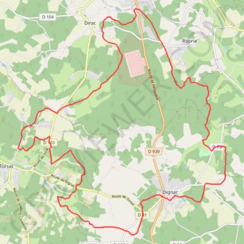 Trace GPS Dirac vers Dignac 28.9 kms, itinéraire, parcours