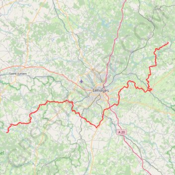 Trace GPS GR654 Randonnée de Virareix à Cussac (Haute-Vienne), itinéraire, parcours
