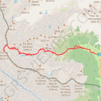 Trace GPS Tuca de Mulleres (Tuc de Molières), itinéraire, parcours