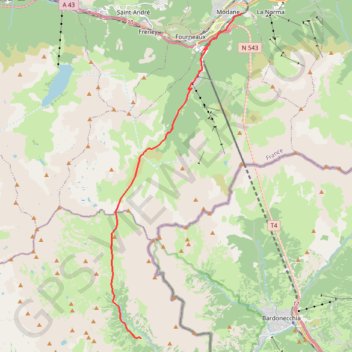 Trace GPS GR 5 de Modane au refuge Terzo Alpini, itinéraire, parcours