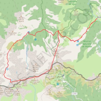 Trace GPS Mantet variante par le col de pal, itinéraire, parcours
