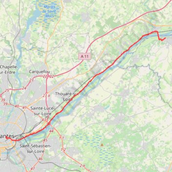 Trace GPS 1 Nantes-Champtoceaux 29.50 km, itinéraire, parcours