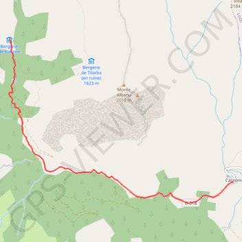 Trace GPS Liaison du refuge de Tighjettu à Calasima, itinéraire, parcours