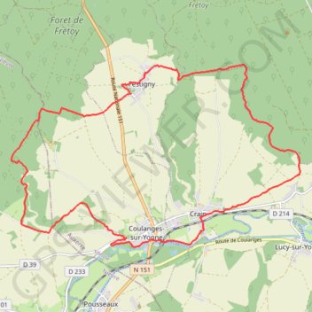 Trace GPS Coulanges-sur-Yonne, itinéraire, parcours